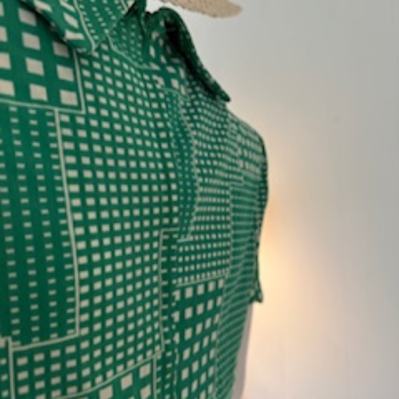 Vintage Arnel Green Geo Print, Two-Piece, Zip Top, Elastic Skirt, Women-made - Picture 5 of 10